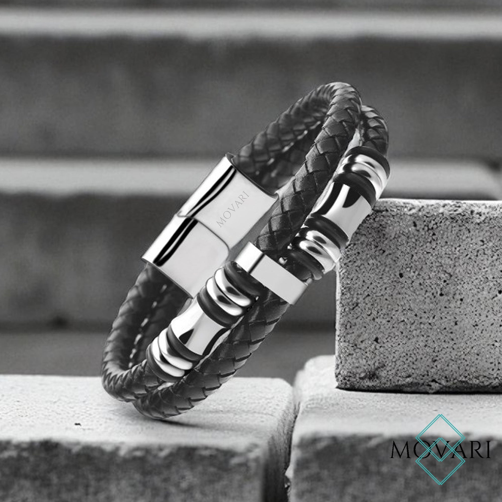 Hi quality leather bracelets for men small american family business Movari Jewelry