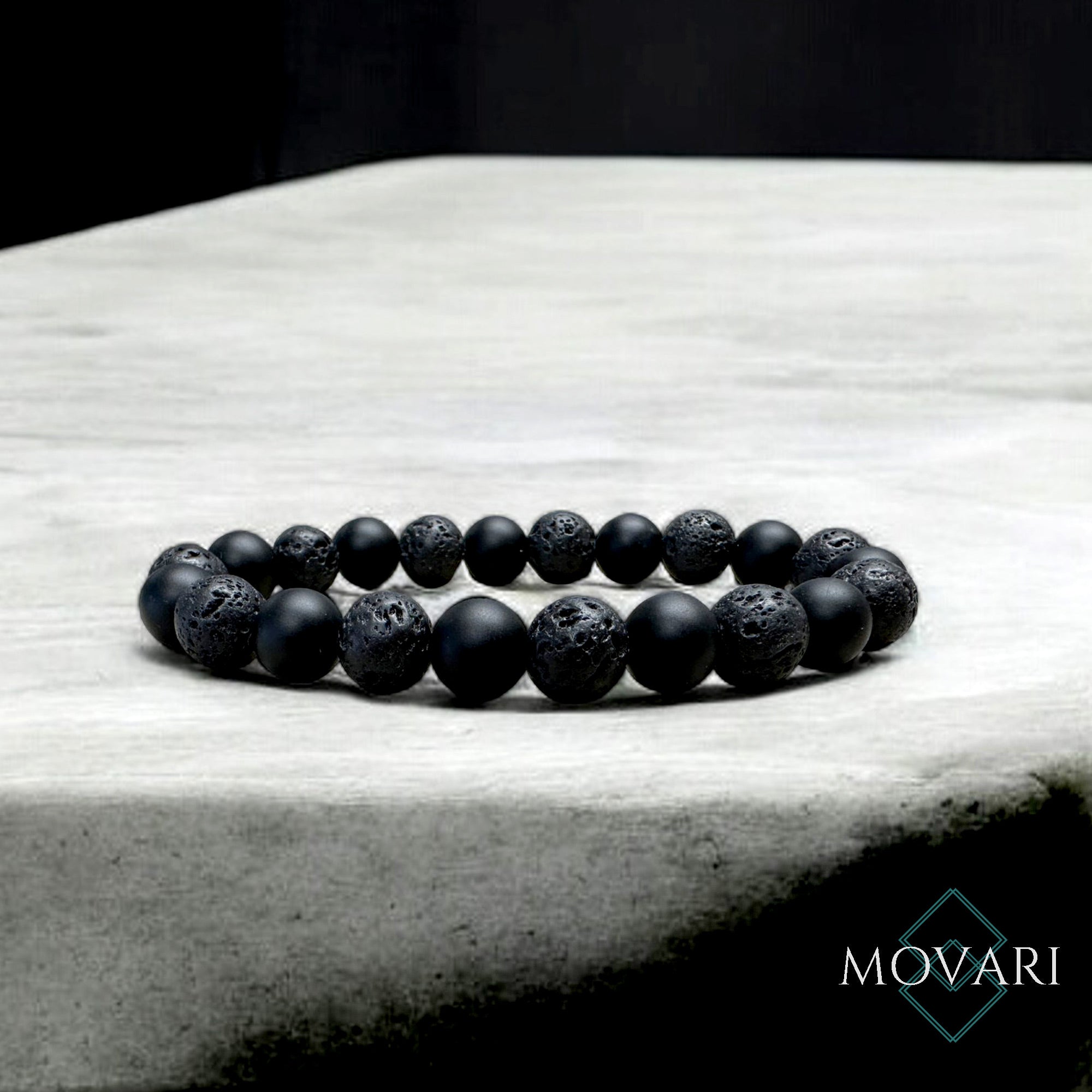 simple Mens Black Bracelet 8mm For Strength Onyx And Lava Classic