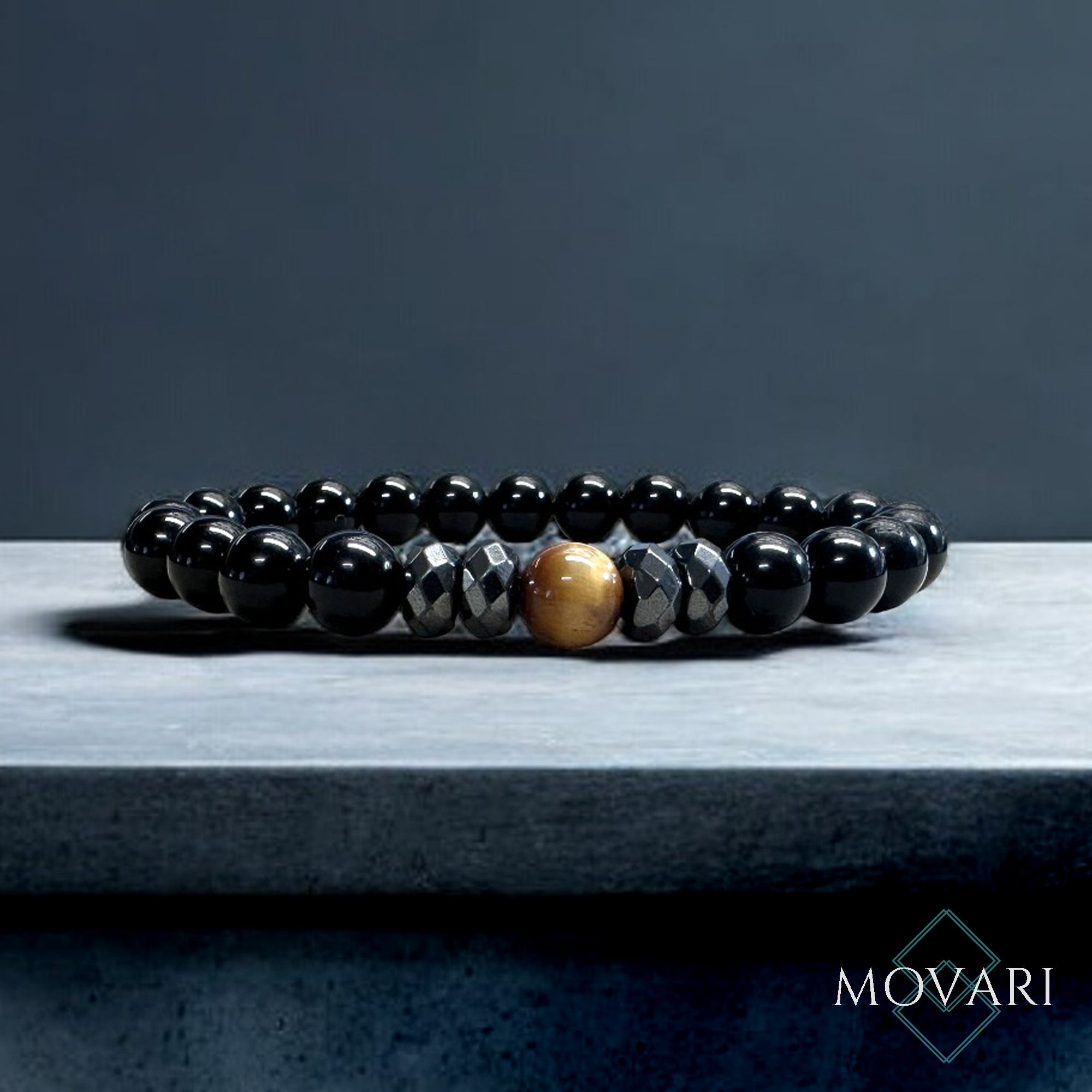 Mens Bracelet Obsidian Warm Sun Tiger's Eye