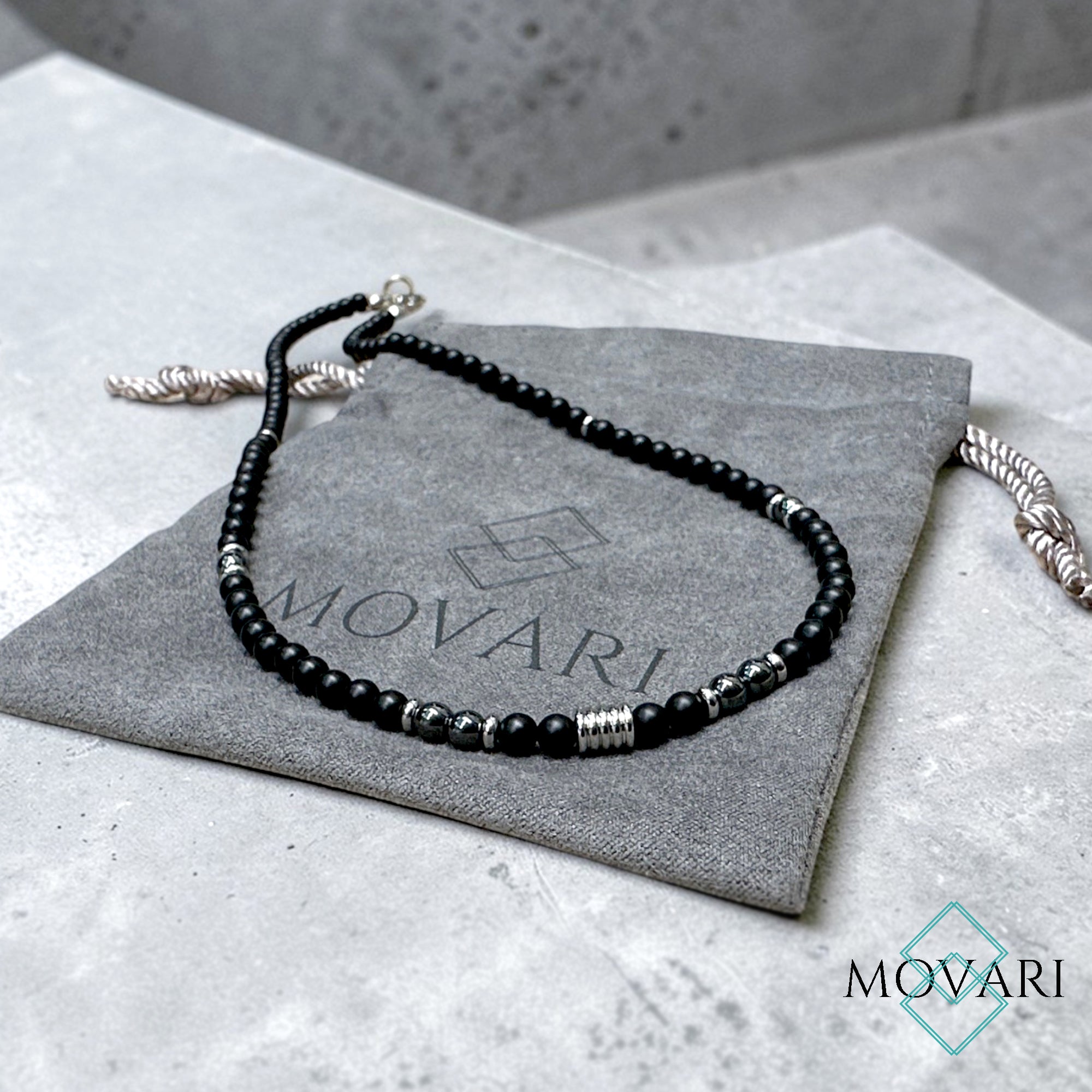 handmade necklace matte onyx 4mm