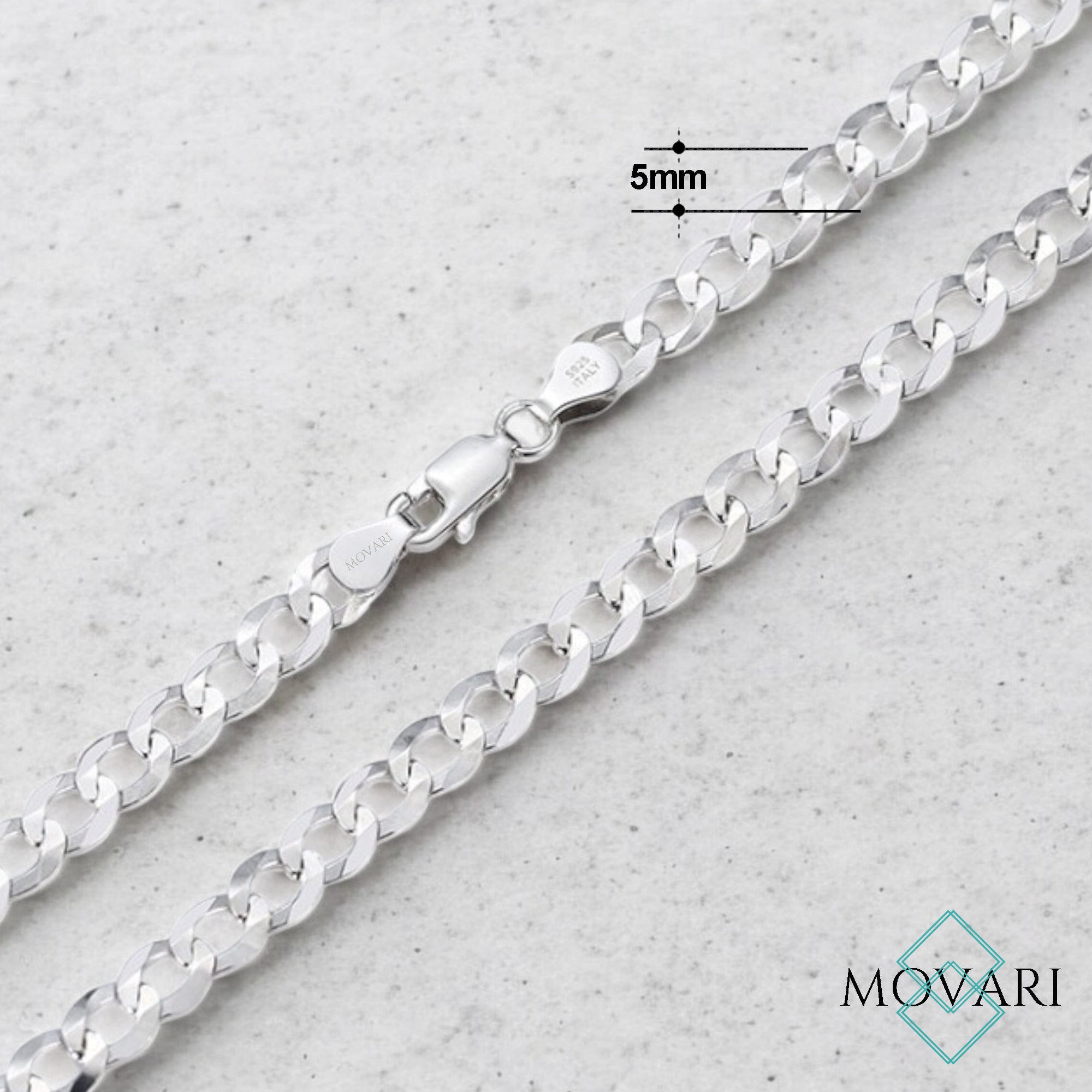 5mm Italian sterling silver cuban necklace for men unisex quality cuban necklace