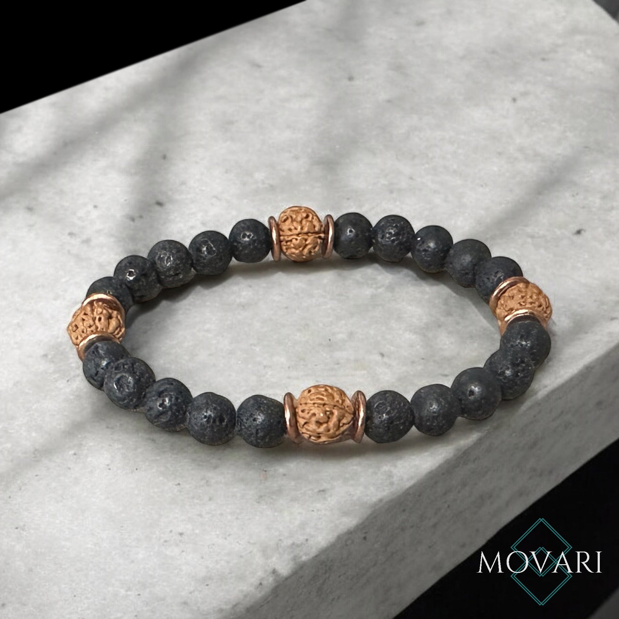 Spiritual Yoga Beaded Bracelet Rudraksha 8mm Unisex Healing Stone