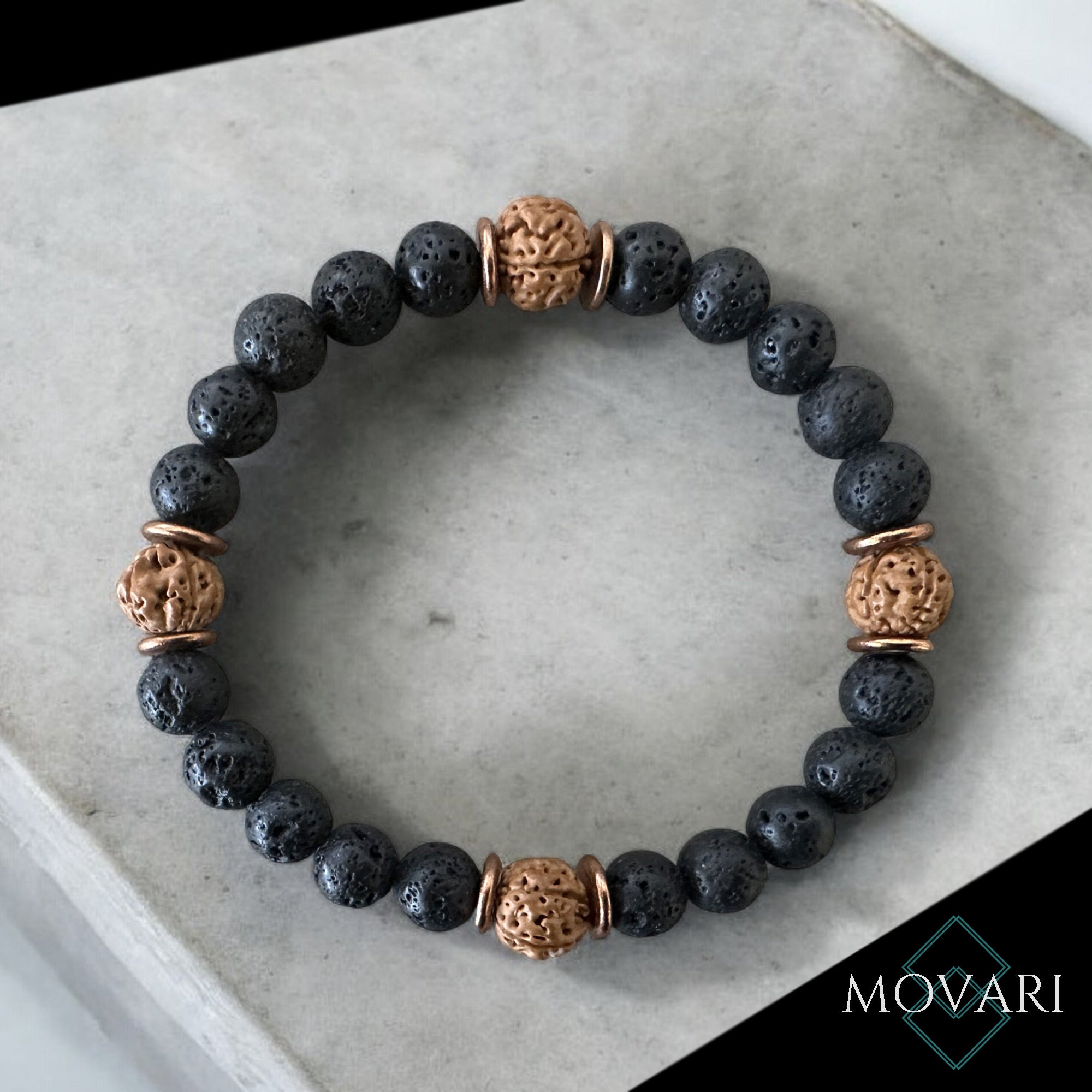 Spiritual Beaded Bracelet Rudraksha 8mm Unisex Healing Stone