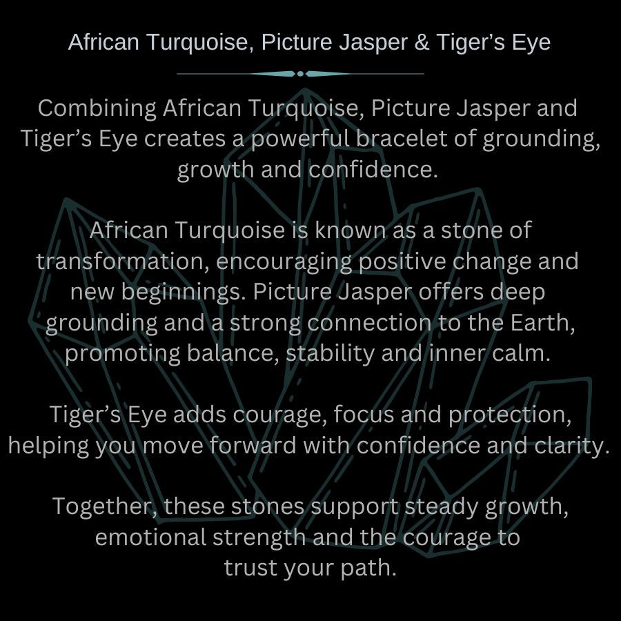 african turquoise, picture jasper and tigers eye meaning