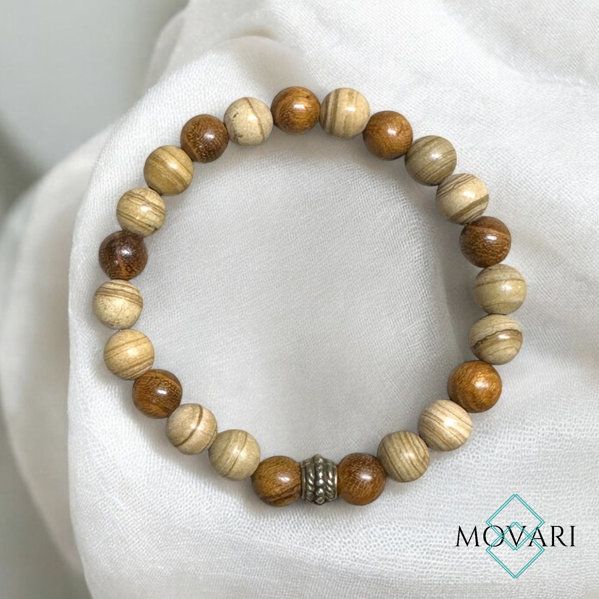 Earth Tone Bead Stretchy cord Bracelet Mars Jasper Sibucao Wood