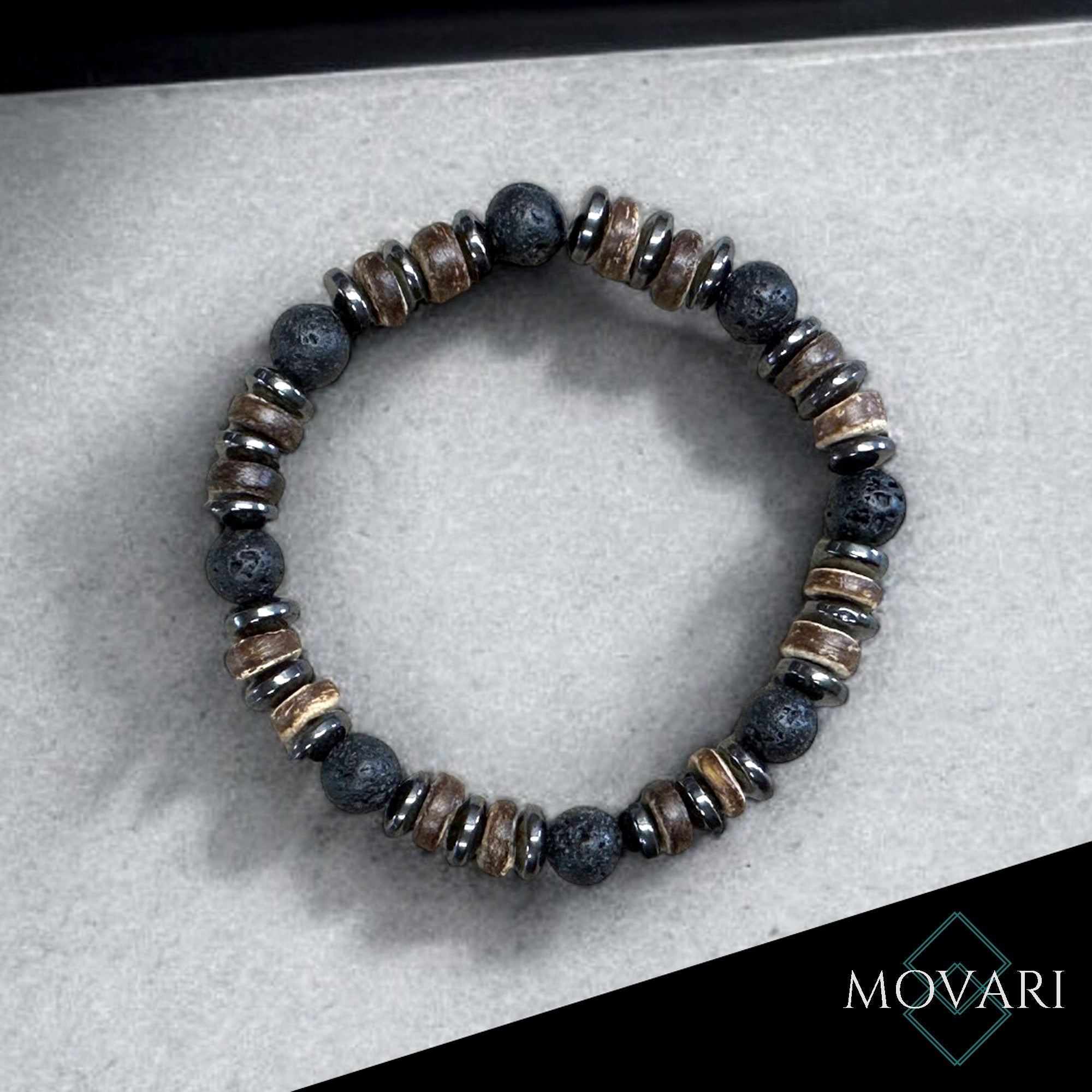 Lava Coconut & Hematite Bracelet